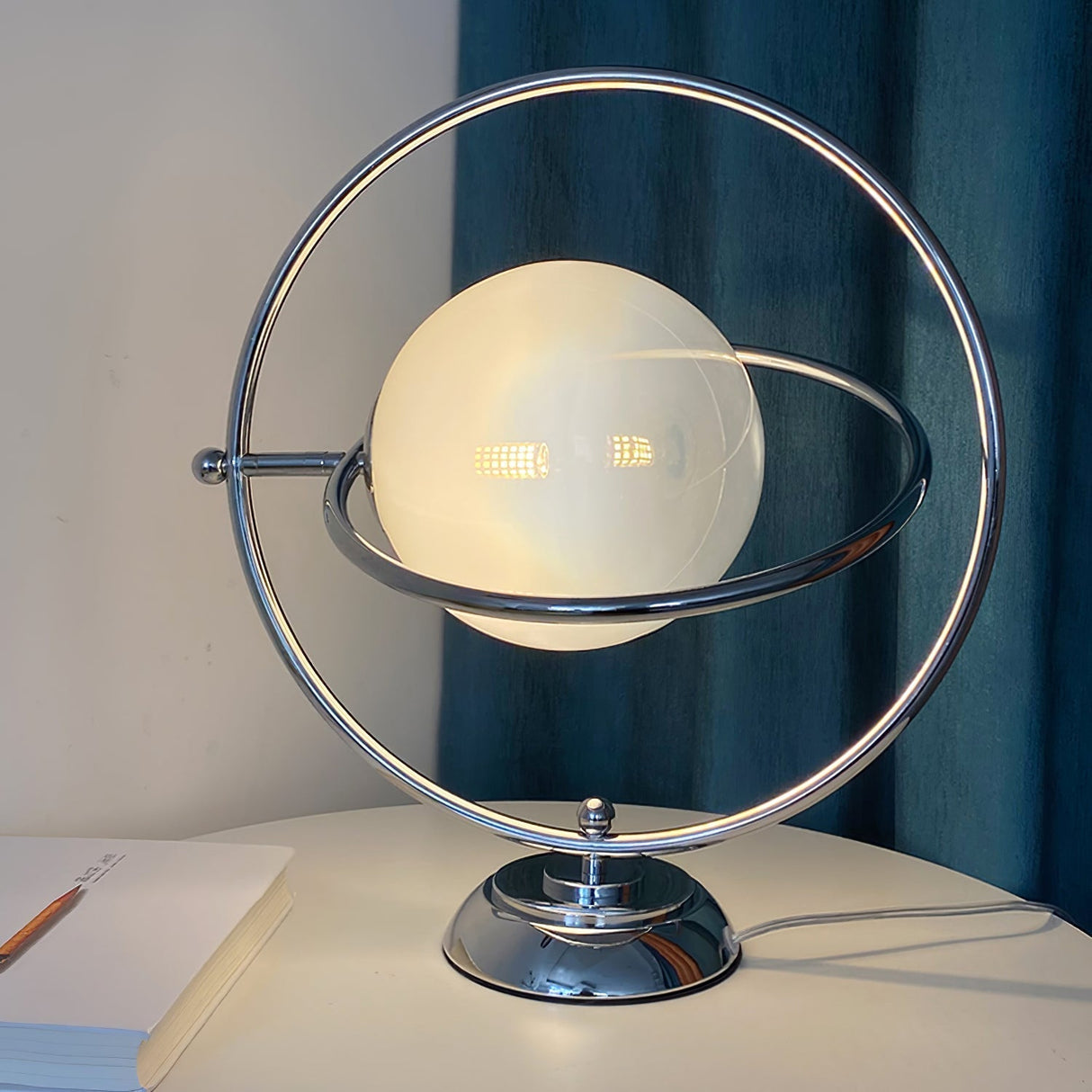Modern Space Age Table Lamp  Rotating Orbital Design - Detailed view