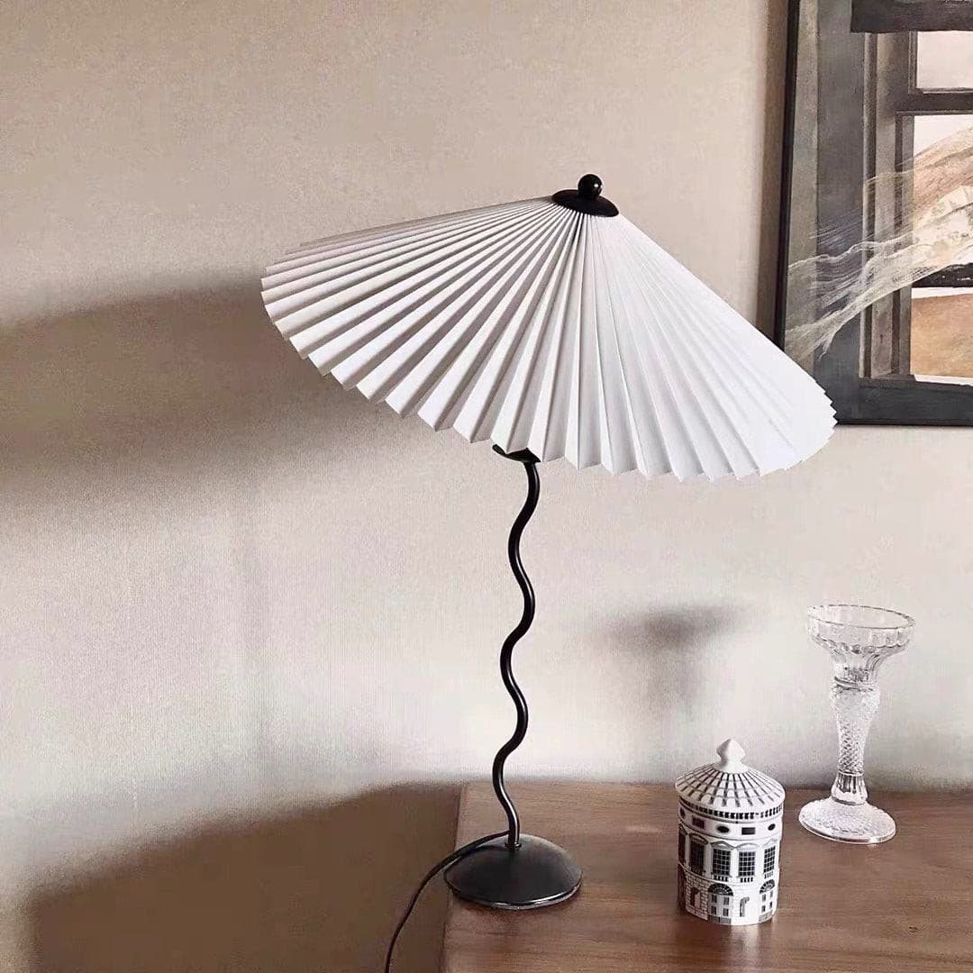 Pleated Table Lamp  Scandinavian Design With Curved Metal Base - Product example
