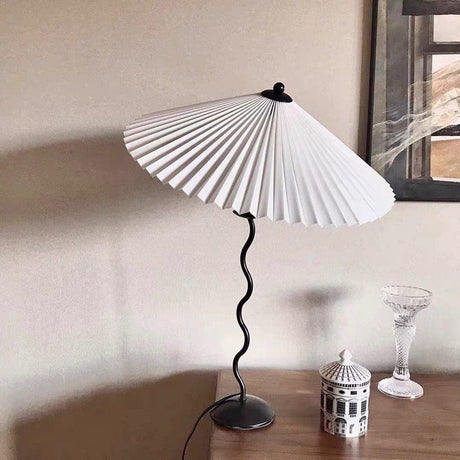 Pleated Table Lamp  Scandinavian Design With Curved Metal Base - Product example