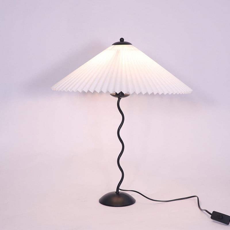 Pleated Table Lamp  Scandinavian Design With Curved Metal Base - Product detail 5