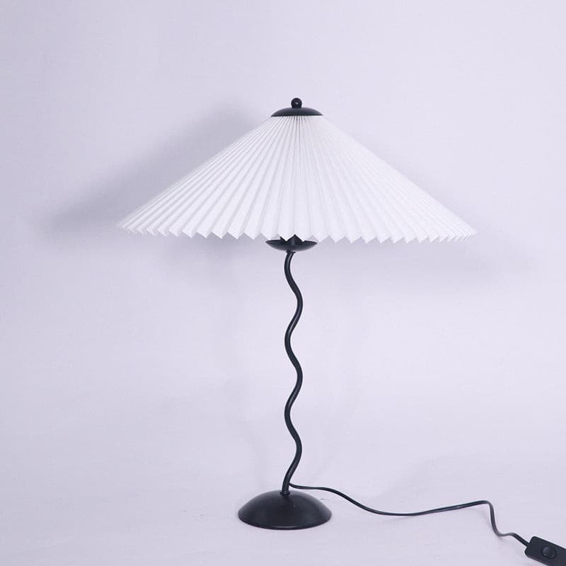 Pleated Table Lamp  Scandinavian Design With Curved Metal Base - Product detail 18