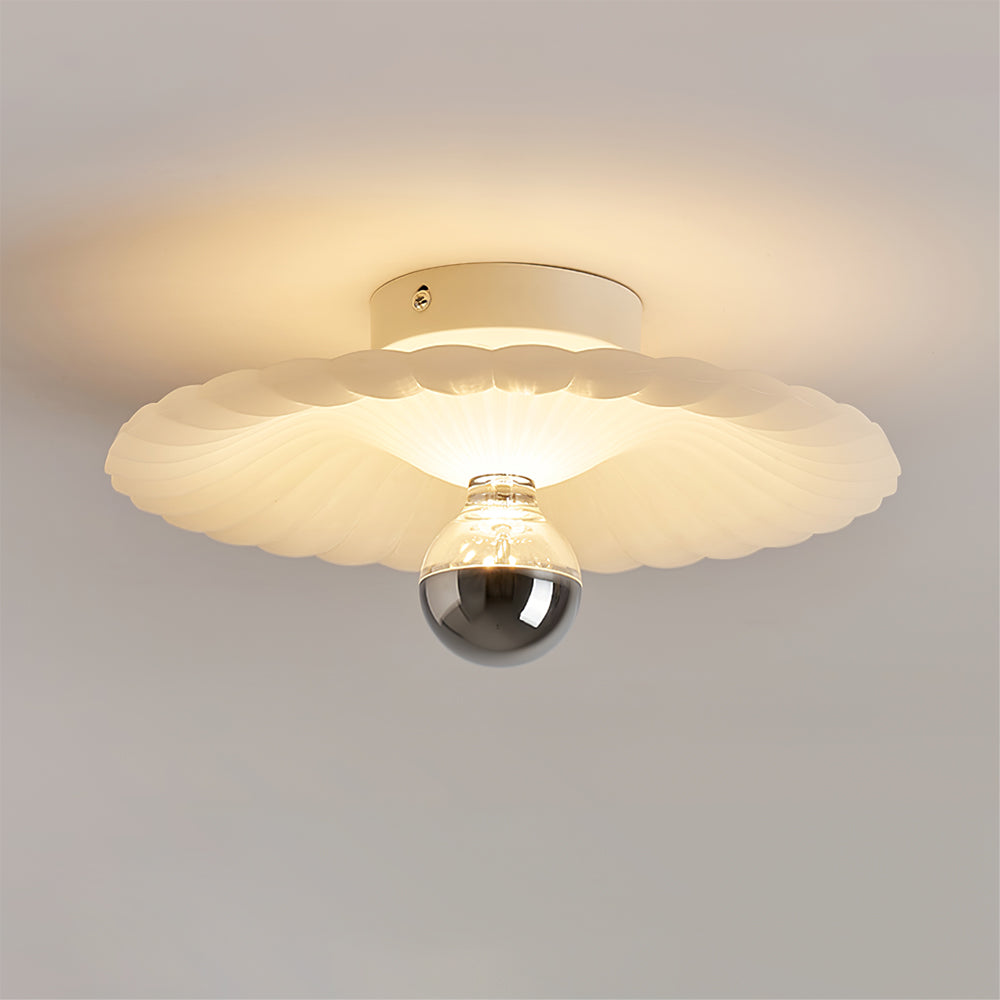 Modern Ceiling Light  Pleated White Shade Design - Detailed view