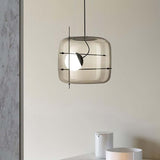 Modern Glass Pendant Light  Smoked Cube Design - Product detail 5