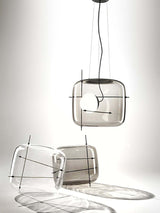 Modern Glass Pendant Light  Smoked Cube Design - Product detail 4