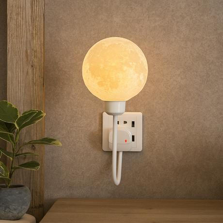 Modern Moon Wall Light  Plug-in LED Night Lamp - Product showcase