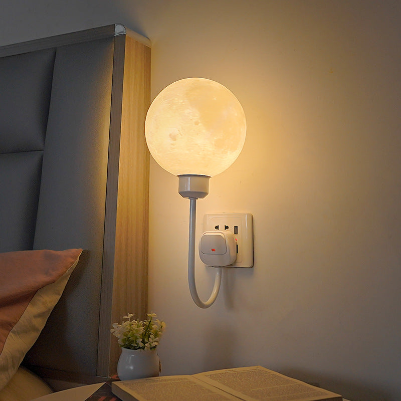 Modern Moon Wall Light  Plug-in LED Night Lamp - Detailed view