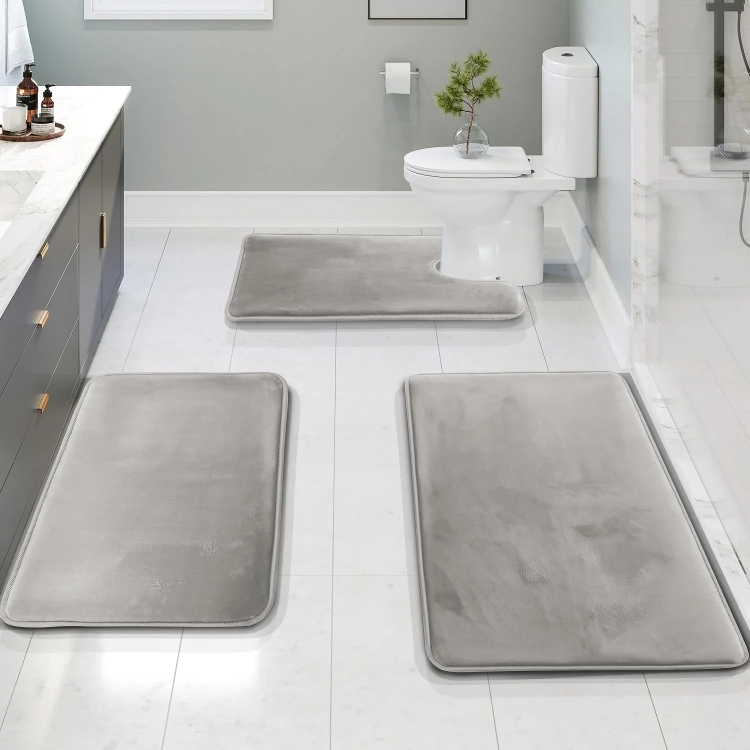 Memory Foam Bathroom Mat Set  Quick-Dry Non-Slip 3-Piece - Product showcase