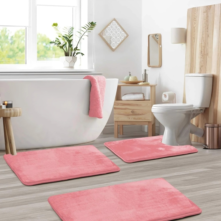 Memory Foam Bathroom Mat Set  Quick-Dry Non-Slip 3-Piece - Detailed view