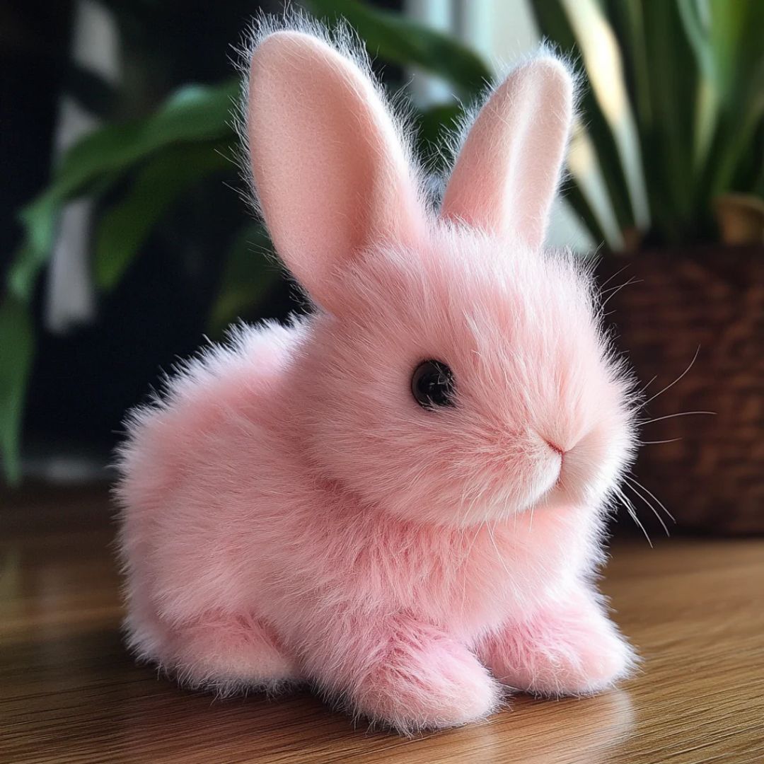 Pink Plush Bunny  Realistic Ultra-Soft Rabbit Toy - Product showcase