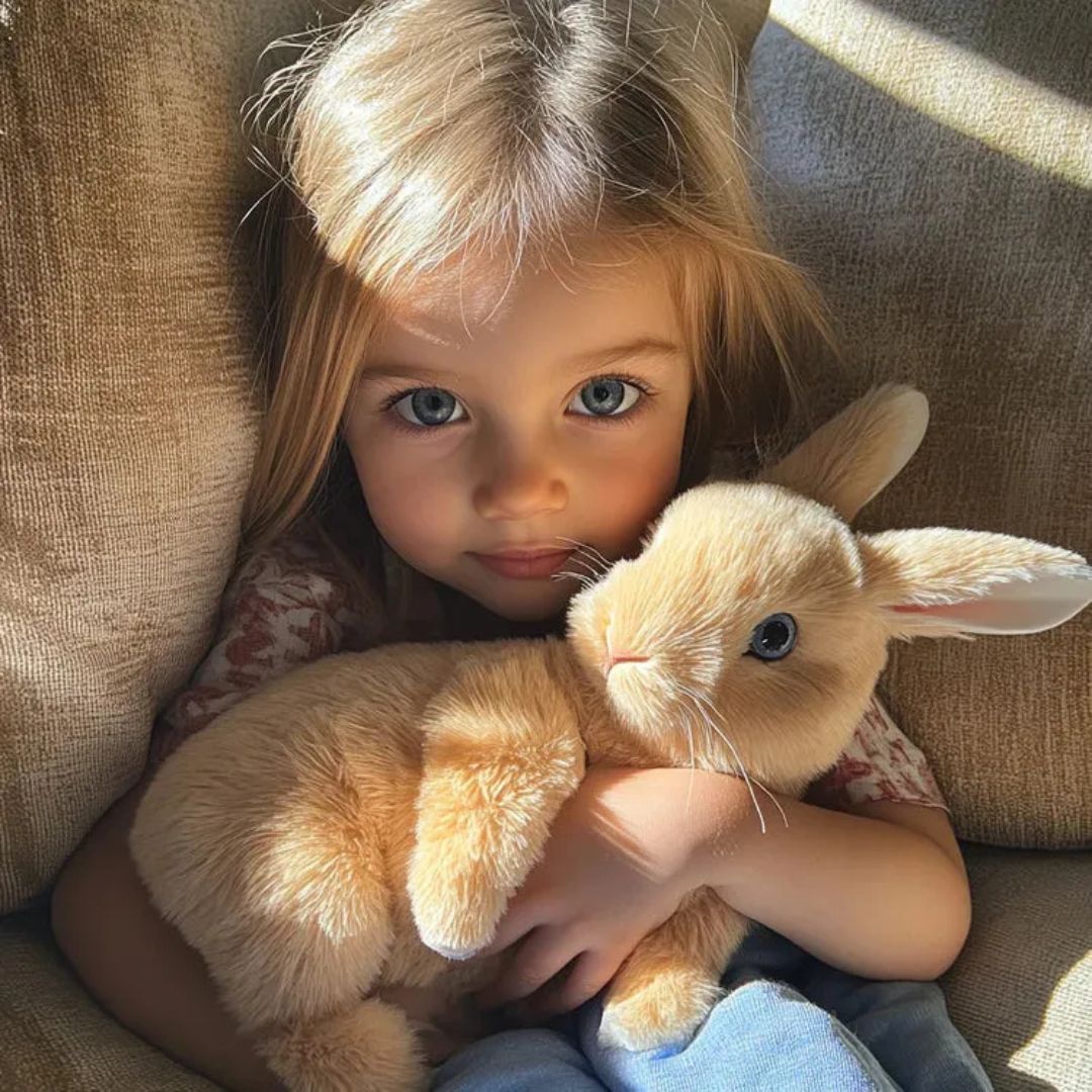 Pink Plush Bunny  Realistic Ultra-Soft Rabbit Toy - Detailed view
