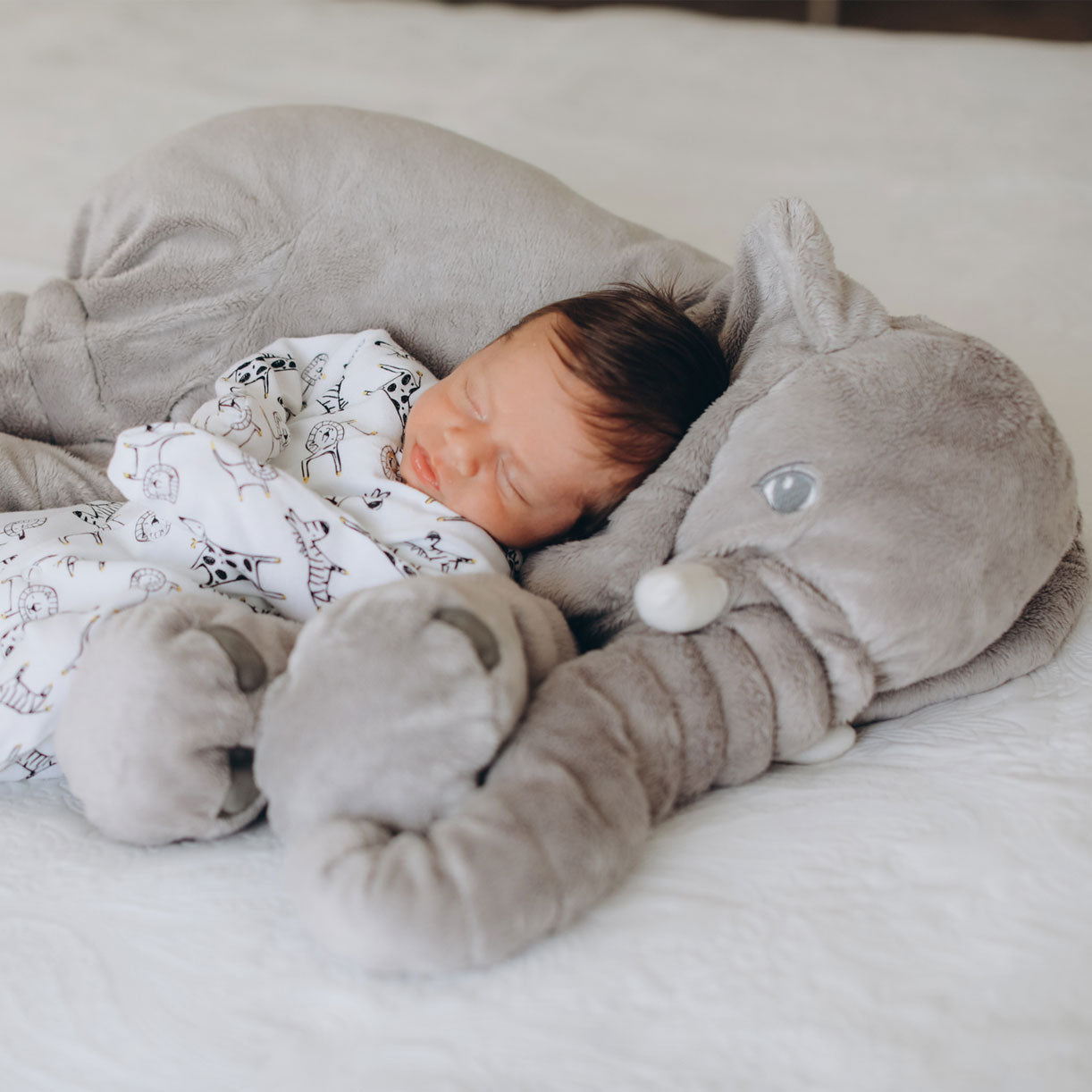 Plush Elephant Pillow  Soft Nursery Comfort Cushion - Detailed view