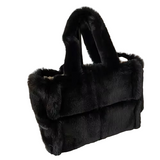 Faux Fur Shoulder Bag  Plush Gray Winter Tote - Product detail 4