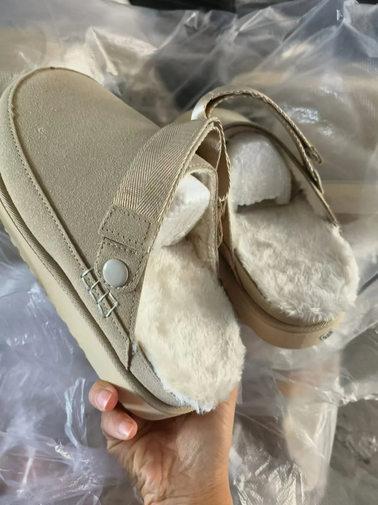 Cozy Shearling Slippers  Suede Winter House Shoes - Detailed view