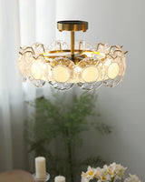 Floral Glass Ceiling Light  Textured Clear Shade Gold Finish - Product detail 7