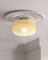 Art Deco Ceiling Light  Ribbed Glass Shade with Brass Mount - Product detail 7