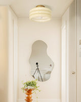 Art Deco Ceiling Light  Ribbed Glass Shade with Brass Mount - Product example