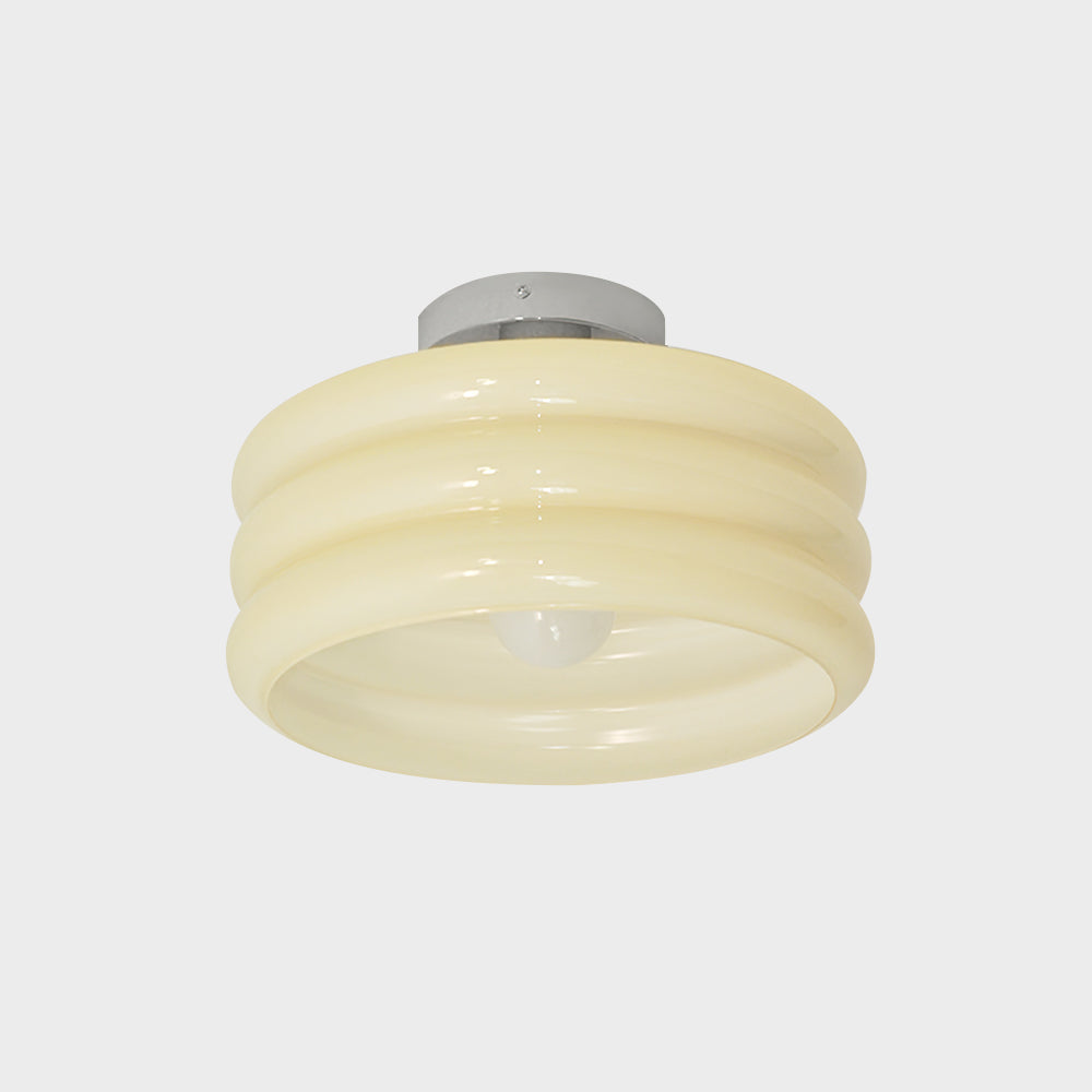 Art Deco Ceiling Light  Ribbed Glass Shade with Brass Mount - Product detail 9
