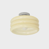 Art Deco Ceiling Light  Ribbed Glass Shade with Brass Mount - Product detail 9