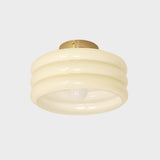 Art Deco Ceiling Light  Ribbed Glass Shade with Brass Mount - Product detail 8