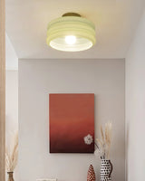 Art Deco Ceiling Light  Ribbed Glass Shade with Brass Mount - Product detail 4