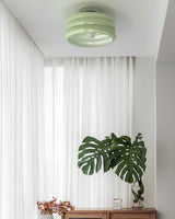 Art Deco Ceiling Light  Ribbed Glass Shade with Brass Mount - Product detail 5