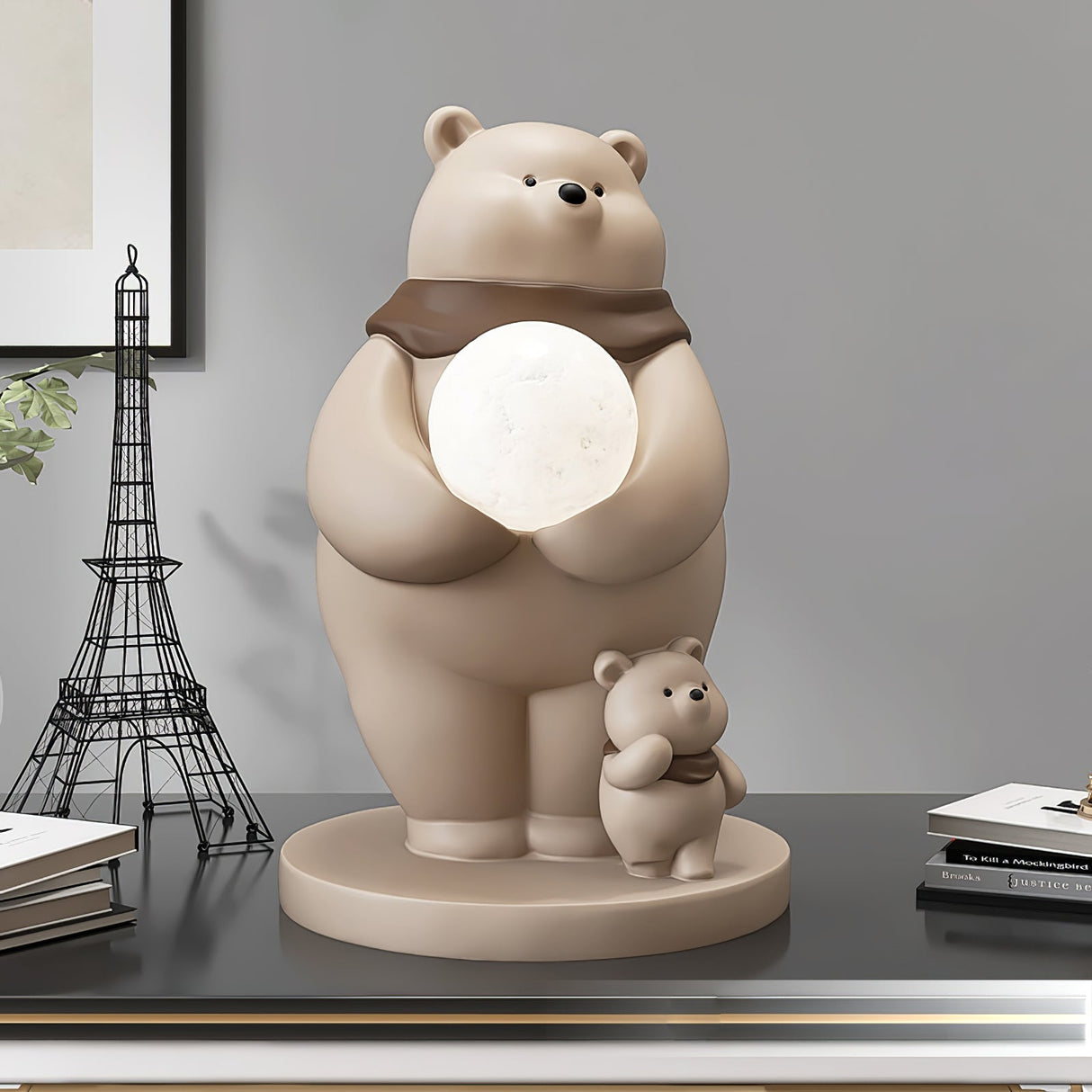 Kids Polar Bear Table Lamp  LED Night Light with Baby Bear Design - Product example