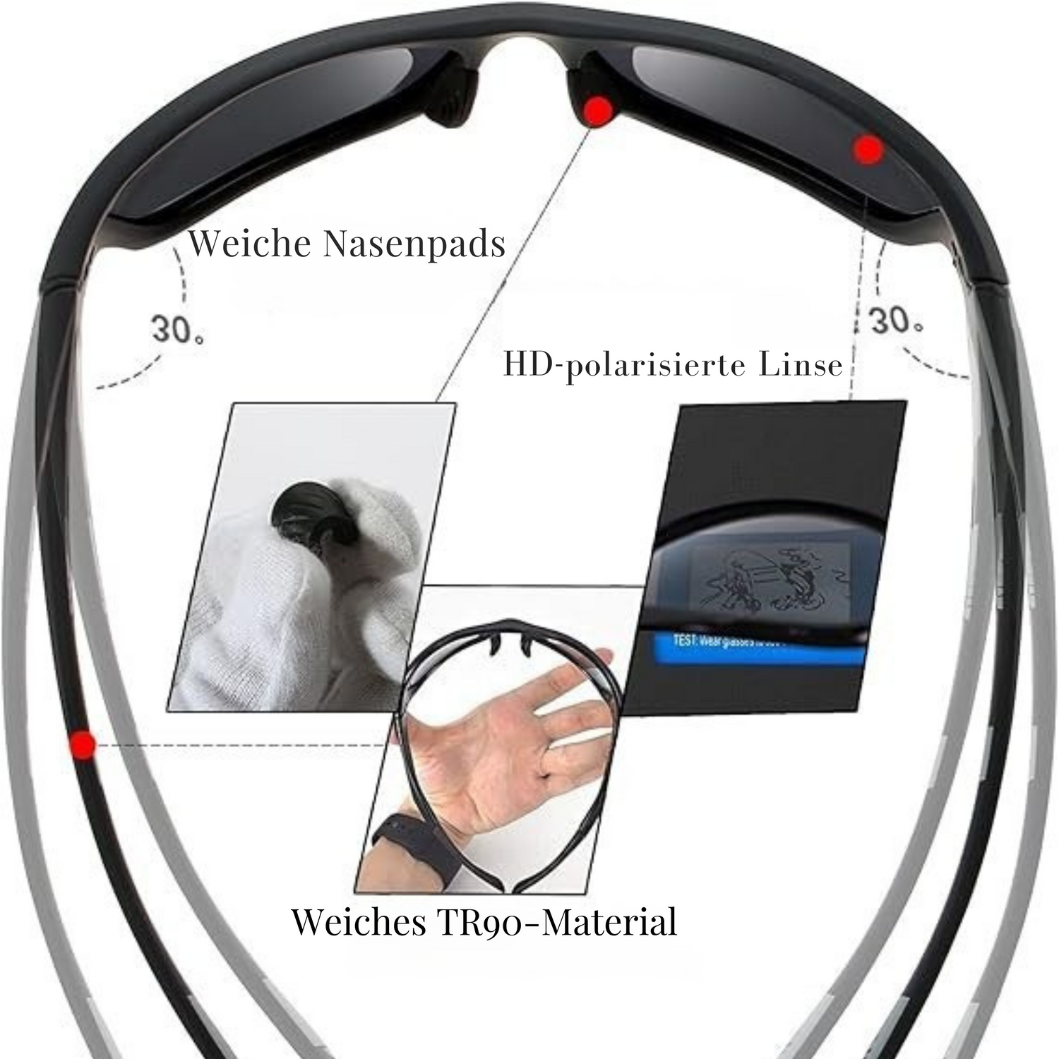 Sports Polarized Sunglasses  UV Protection With Scratch-Resistant Lenses - Product detail 4