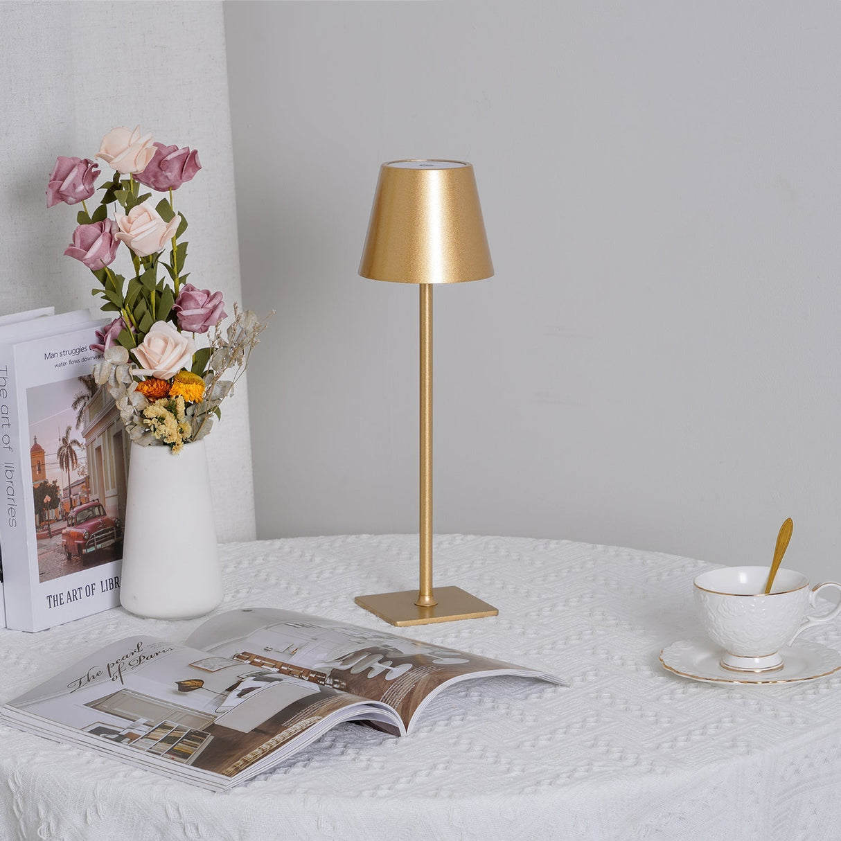 Modern LED Table Lamp  Gold Metal Touch Control Rechargeable - Product detail 11