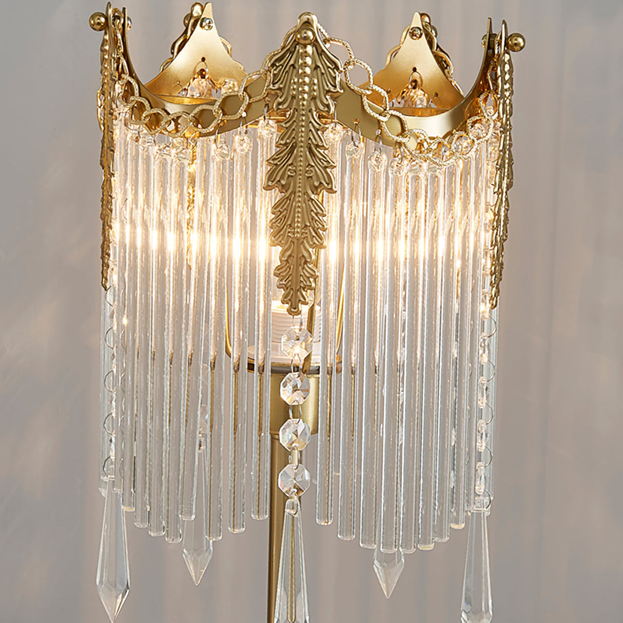 Crystal Table Lamp  Crown Design With Glass Pendants - Product detail 6