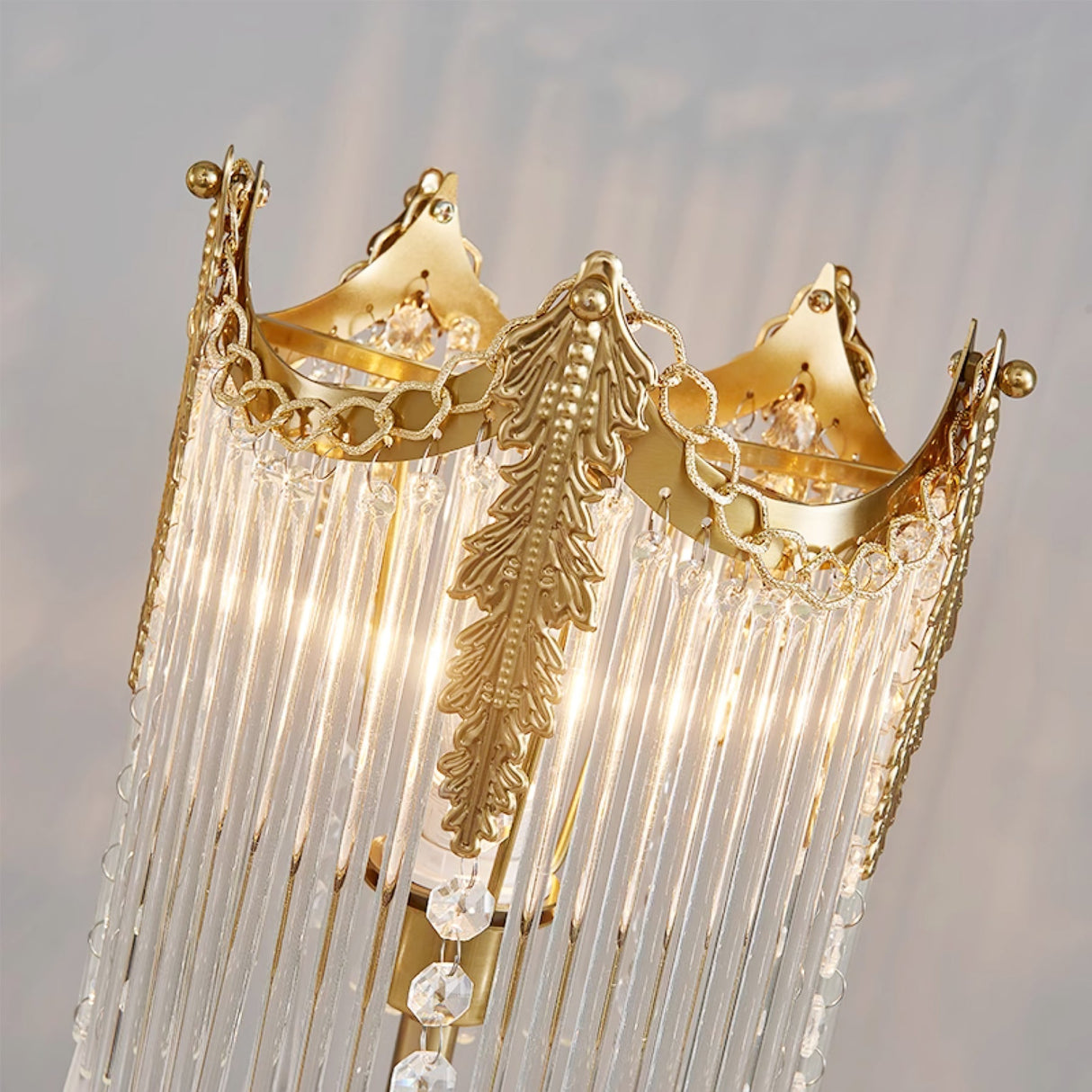 Crystal Table Lamp  Crown Design With Glass Pendants - Product detail 7