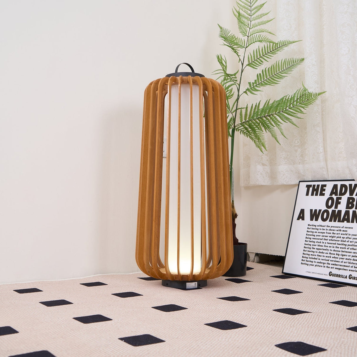 Modern Outdoor Table Lamp  Wood Slat Lantern Design - Product detail 23
