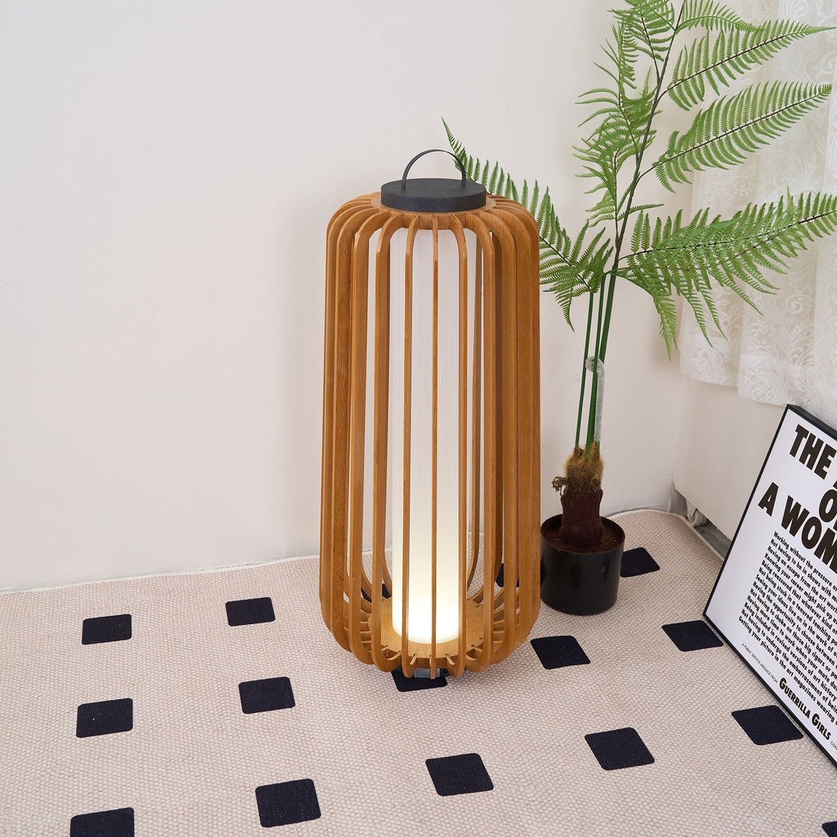 Modern Outdoor Table Lamp  Wood Slat Lantern Design - Product detail 20