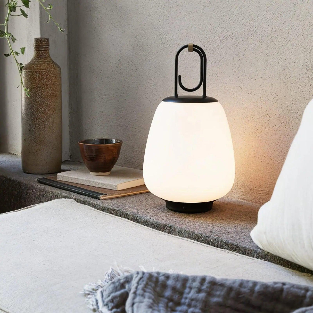 Portable Lantern Table Lamp  Japandi Style Glass Design - Product example