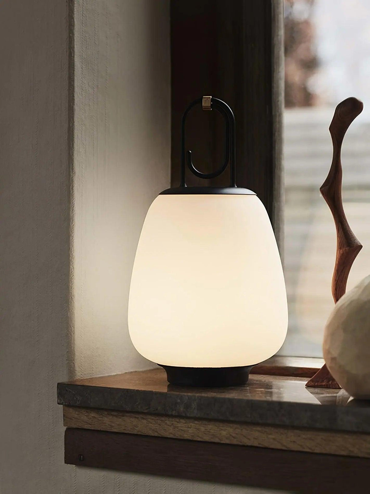 Portable Lantern Table Lamp  Japandi Style Glass Design - Product detail 6