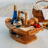 Portable Wine Picnic Table  Hardwood Serving Board With Glass Holders - Product detail 7