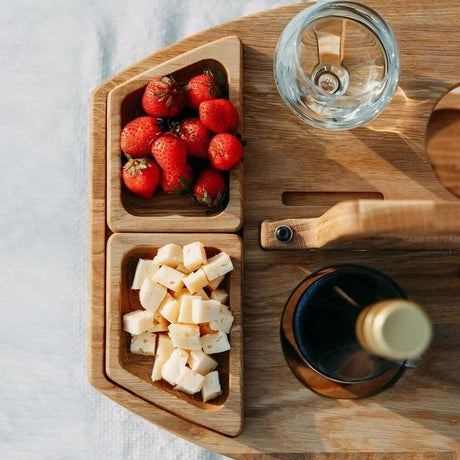 Portable Wine Picnic Table  Hardwood Serving Board With Glass Holders - Product detail 8