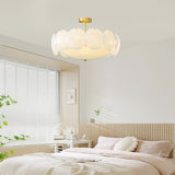Modern Glass Ceiling Light  Brass Frame With Circular Accents - Detailed view