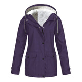 Waterproof Winter Jacket  Fleece Lined Hooded Raincoat - Product detail 9
