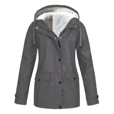 Waterproof Winter Jacket  Fleece Lined Hooded Raincoat - Detailed view