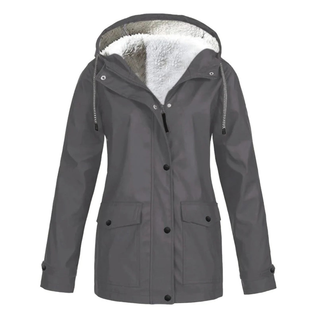 Waterproof Winter Jacket  Fleece Lined Hooded Raincoat - Product showcase