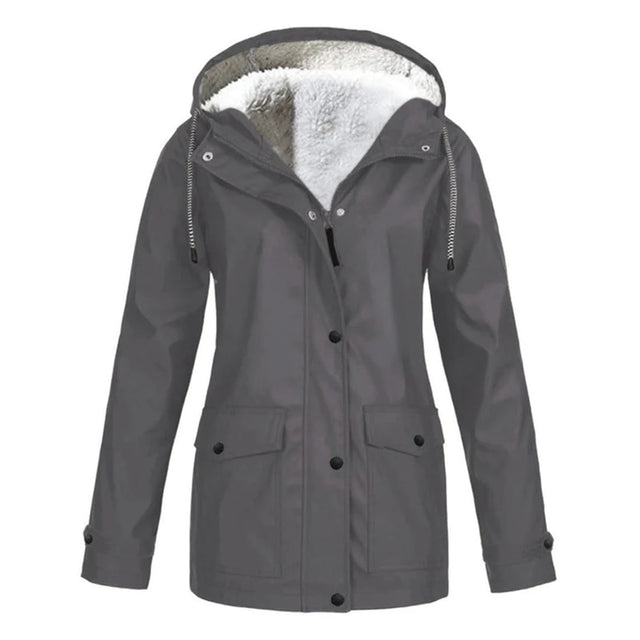 Waterproof Winter Jacket  Fleece Lined Hooded Raincoat - Product showcase