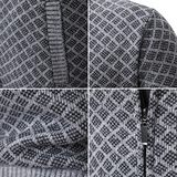 Mens Geometric Zip Sweater  Diamond Pattern Knit Design - Product example