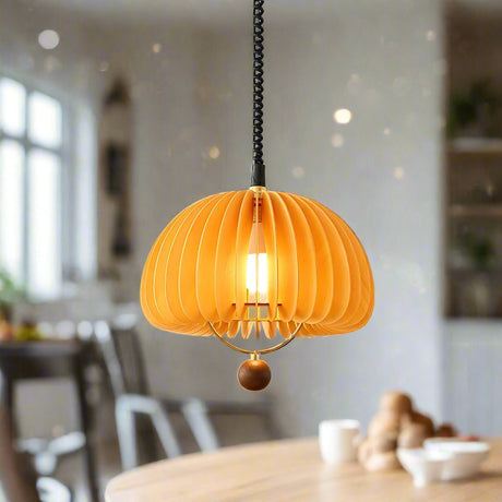 Modern Pendant Light  Orange Dome Slat Design - Product showcase