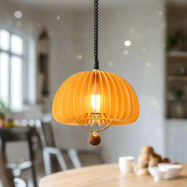Modern Pendant Light  Orange Dome Slat Design - Product showcase