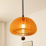 Modern Pendant Light  Orange Dome Slat Design - Detailed view