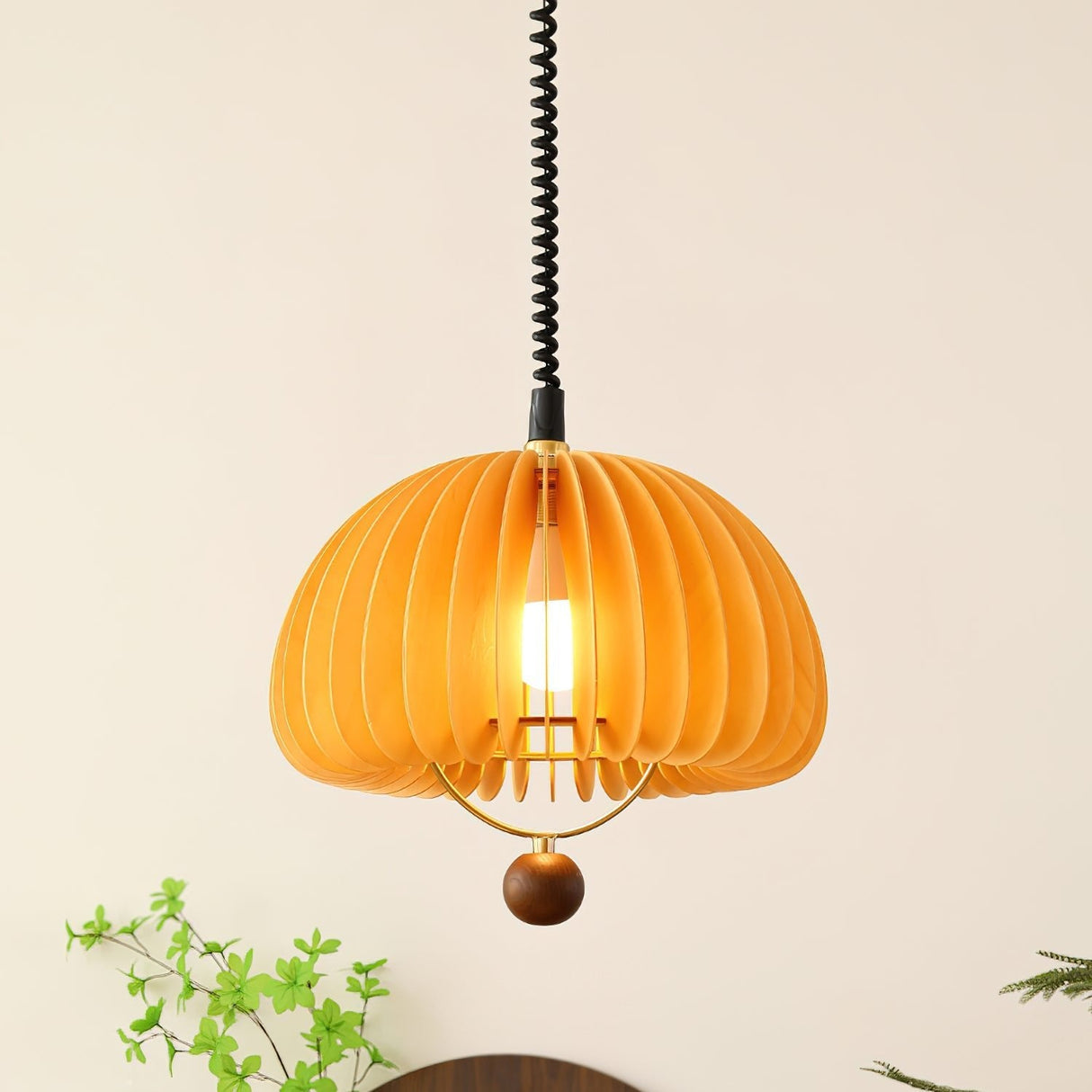 Modern Pendant Light  Orange Dome Slat Design - Product detail 8