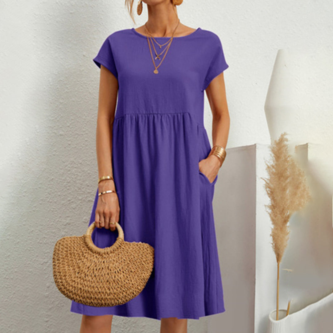 Cotton Summer Midi Dress  Relaxed Fit With Pockets - Product detail 6