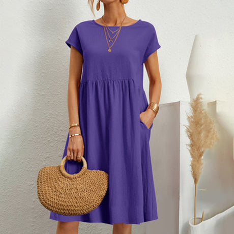 Cotton Summer Midi Dress  Relaxed Fit With Pockets - Product detail 12