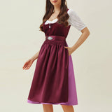 Traditional Dirndl Dress  Purple Velvet with Embellished Apron - Product example
