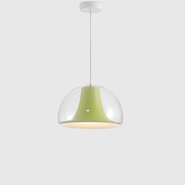 Modern Dome Pendant Light  White Glass With Orange Accent - Product detail 8